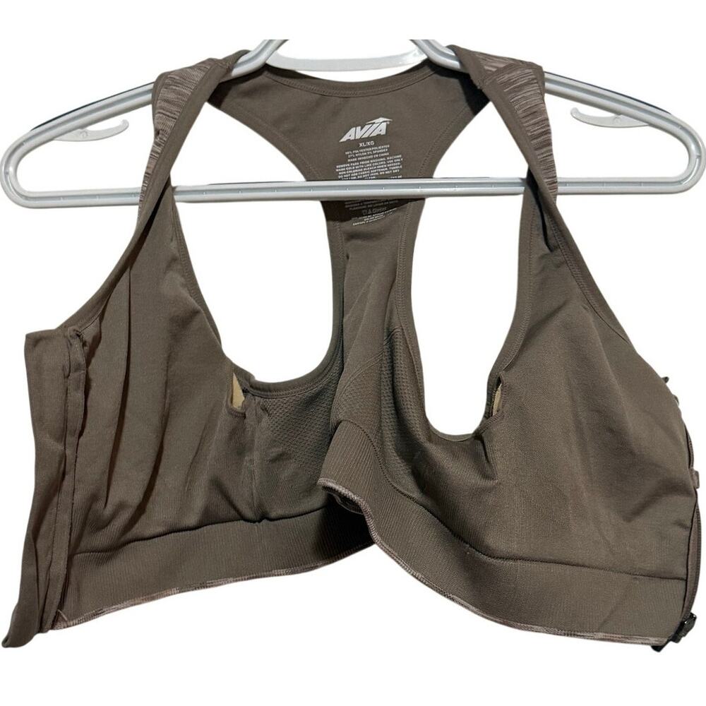 Avia Women's Beige Padded Razorback Front Zip Sports Bra Size L - Picture 2 of 5